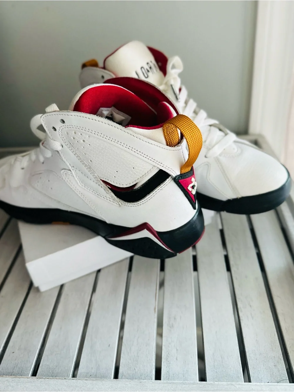 Air Jordan 7 Retro White Maroon Gold Basketball Sneakers - Picture 6 of 11
